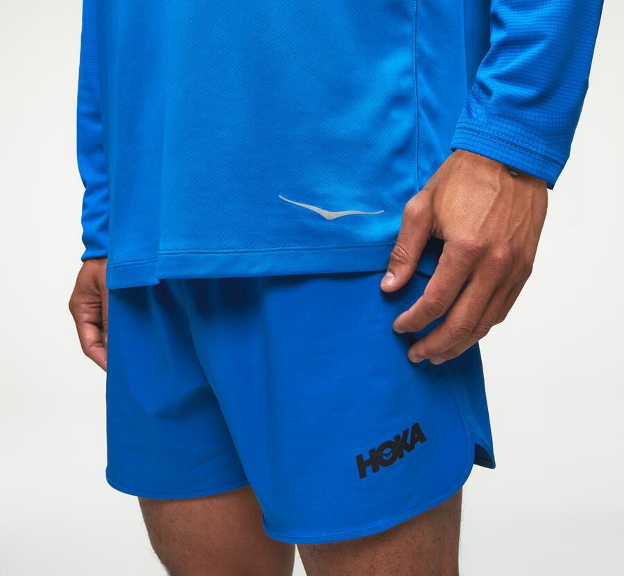 Top Hoka One One Hombre - Performance Largos Sleeve - Azules - BZH249538